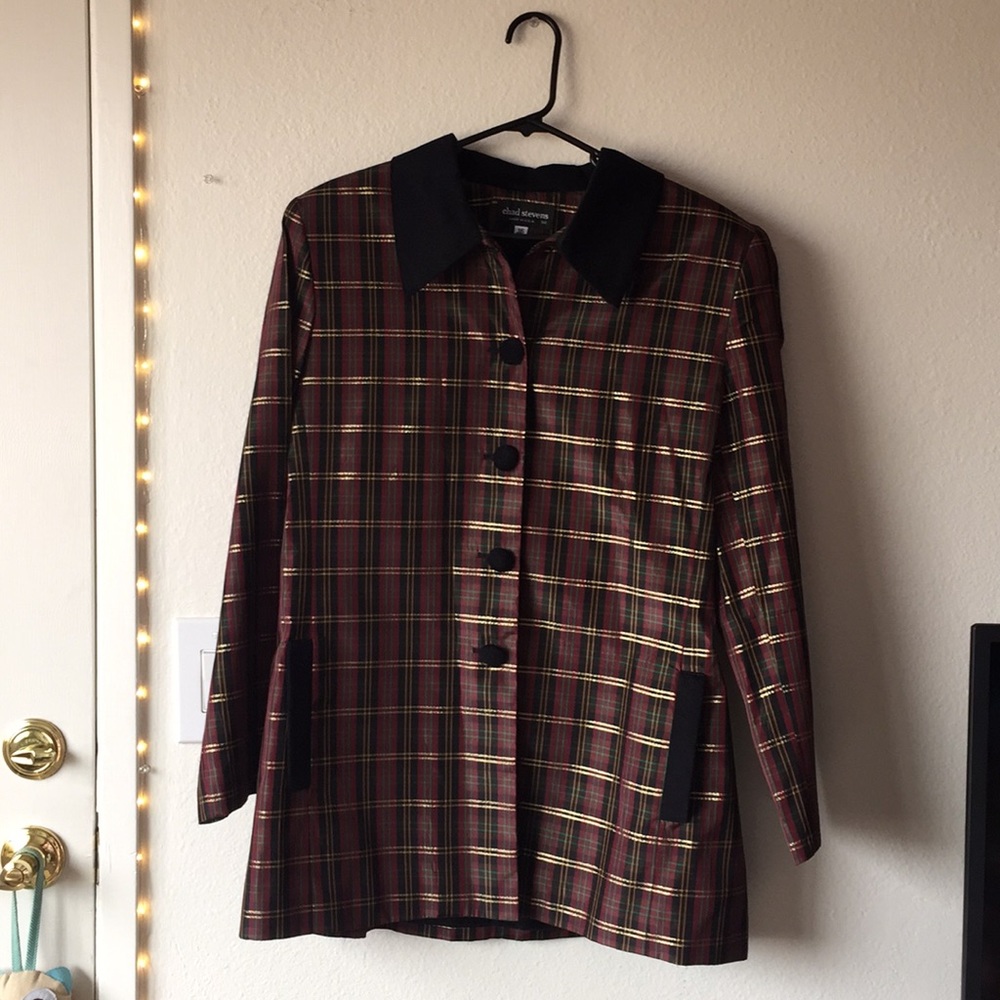 Vintage Chad Stevens long plaid blazer!